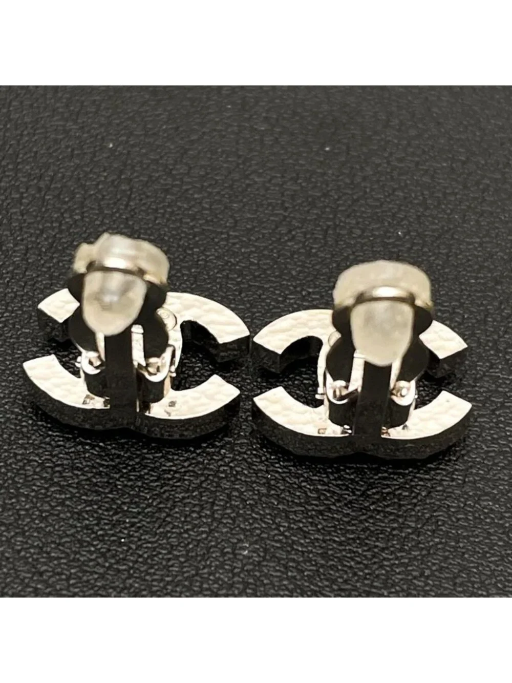 Chanel CC Logo Earrings Faux Pearl Silver Coco